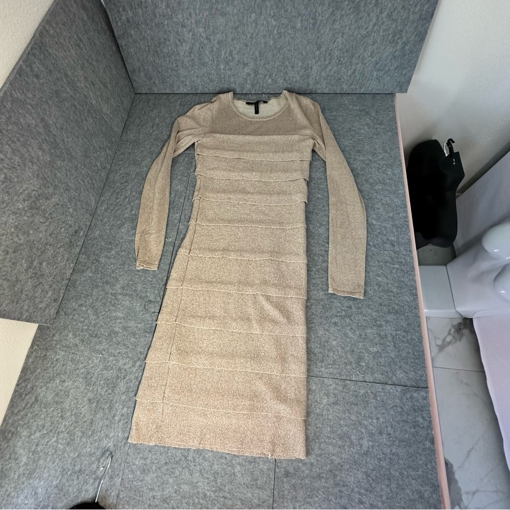 BCBGMaxAzria Taupe Layered Long Sleeve Dress - Picture 5 of 15